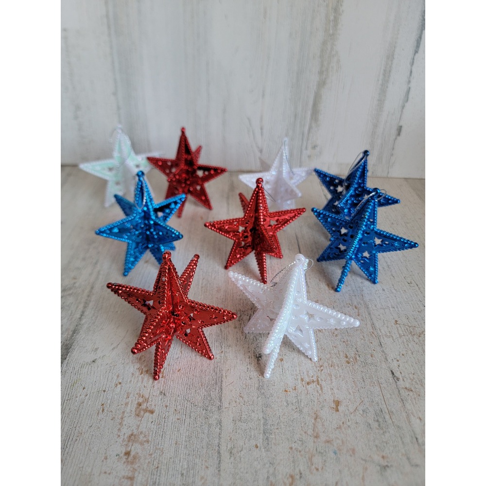 USA star red white blue 3D ornament Xmas set Unique Home decor patriotic